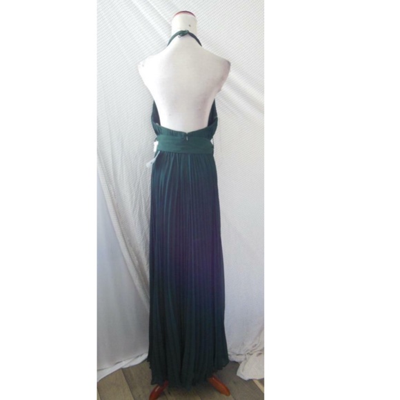 NEW Fame & Partners FOREST GREEN The Felice HALTER Pleated BELT Evening GOWN 10 - Picture 8 of 16